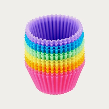 Reusable Silicone Baking Cups, Muffin Liners - Pack of 12, Multicolor