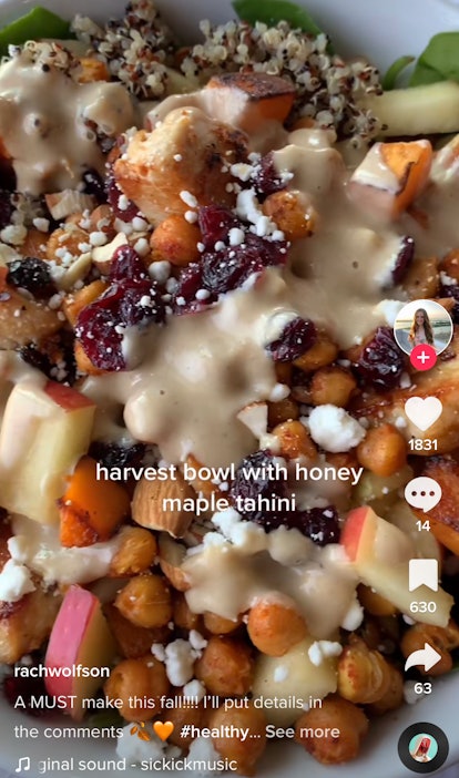 This harvest grain bowl is a delicious Fall Solstice 2022 recipe on TikTok for enjoying the autumn h...
