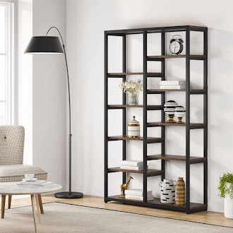 This Billy bookcase alternative has open shelves that are asymmetrical.