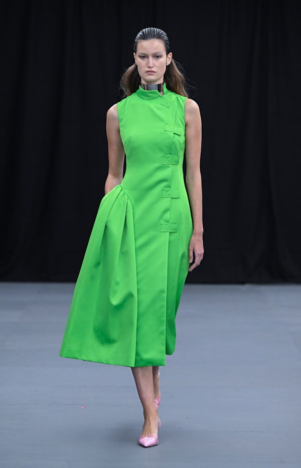Huishan Zhang's Spring/Summer 2023 lime green midi dress