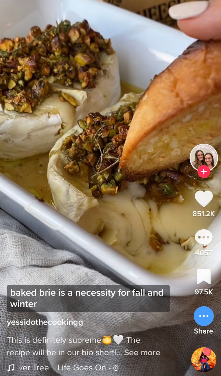 Bakes Brie with honey pistachios is a delicious Fall Solstice 2022 recipe on TikTok for enjoying the...