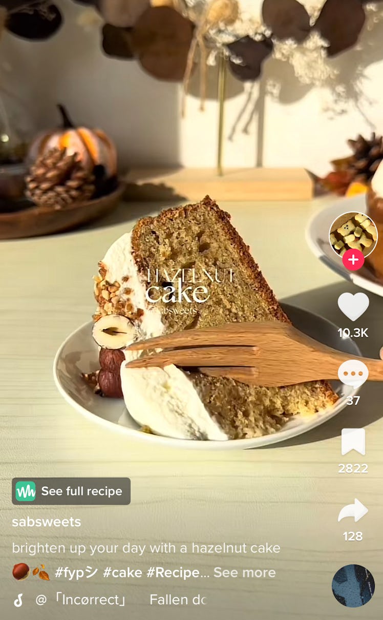 Hazelnut cake is a delicious Fall Solstice 2022 recipe on TikTok for enjoying the autumn harvest.