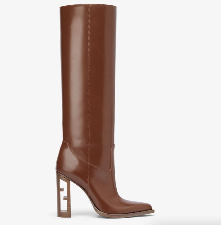 Fendi Brown Leather Heeled Boots