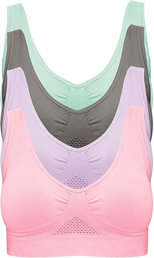 Pretty Seamless Wireless Cooling Unpadded Comfort Bra (4-Pack)