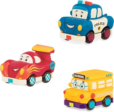 The B. toys Mini Pull-Back Vehicles Set is one of the best gifts for 2-year-olds.