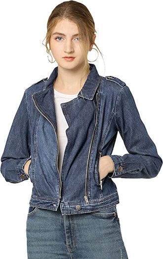 Allegra K Denim Moto Jacket