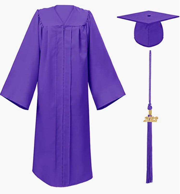 Polyester graduation gown in purple
