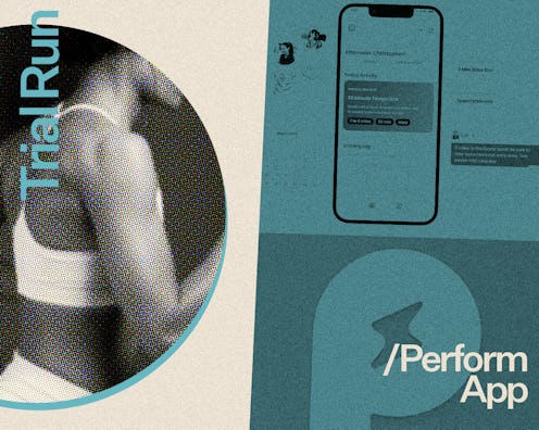 A collage of a woman using the Perform running app.