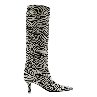 Proenza Schouler Trap Zebra-Jacquard Knee Boots