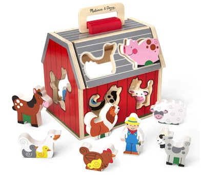 The Melissa & Doug Wooden Take-Along Sorting Barn Toy is one of the best gifts for 2-year-olds.
