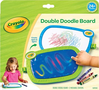The My First Crayola Double Doodle Board, Drawing Tablet is one of the best gifts for 2-year-olds. 