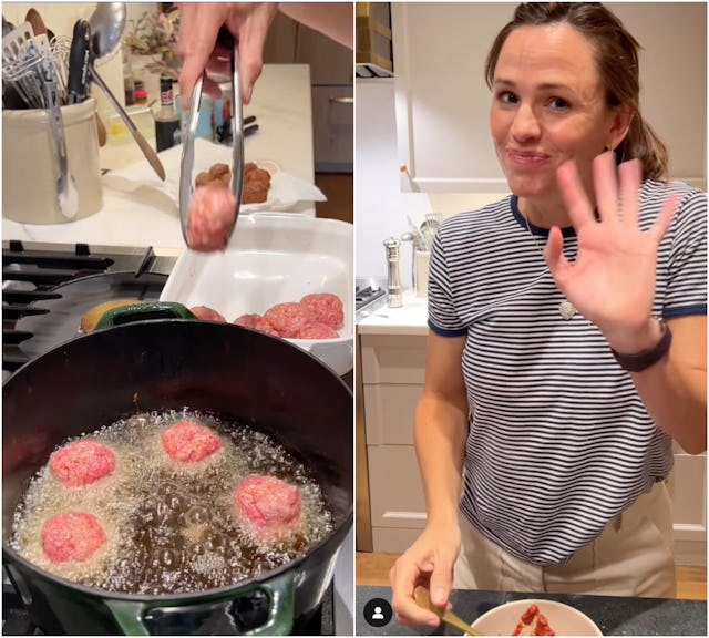 Jennifer Garner gives Ina Garten's meatball recipe a mom-approved spin.