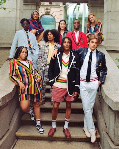 A group of young people posing in preppy clothes