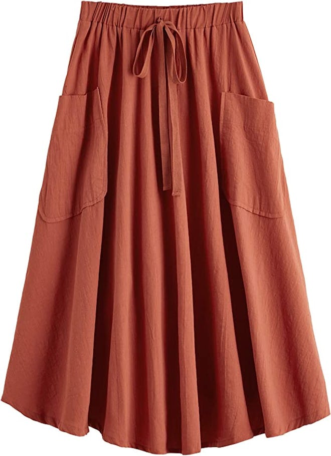 SweatyRocks High Waist Pleated A-Line Midi Skirt 