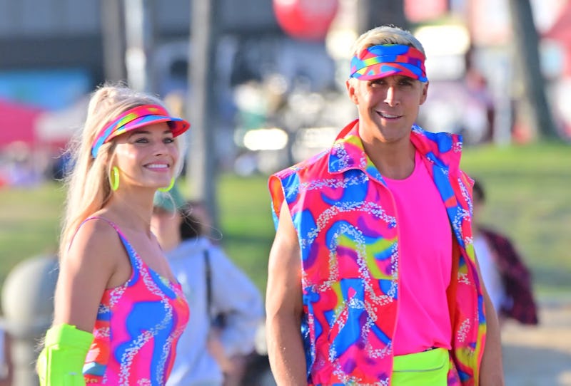 Margot Robbie and Ryan Gosling filming 'Barbie' scenes at Venice Beach, California