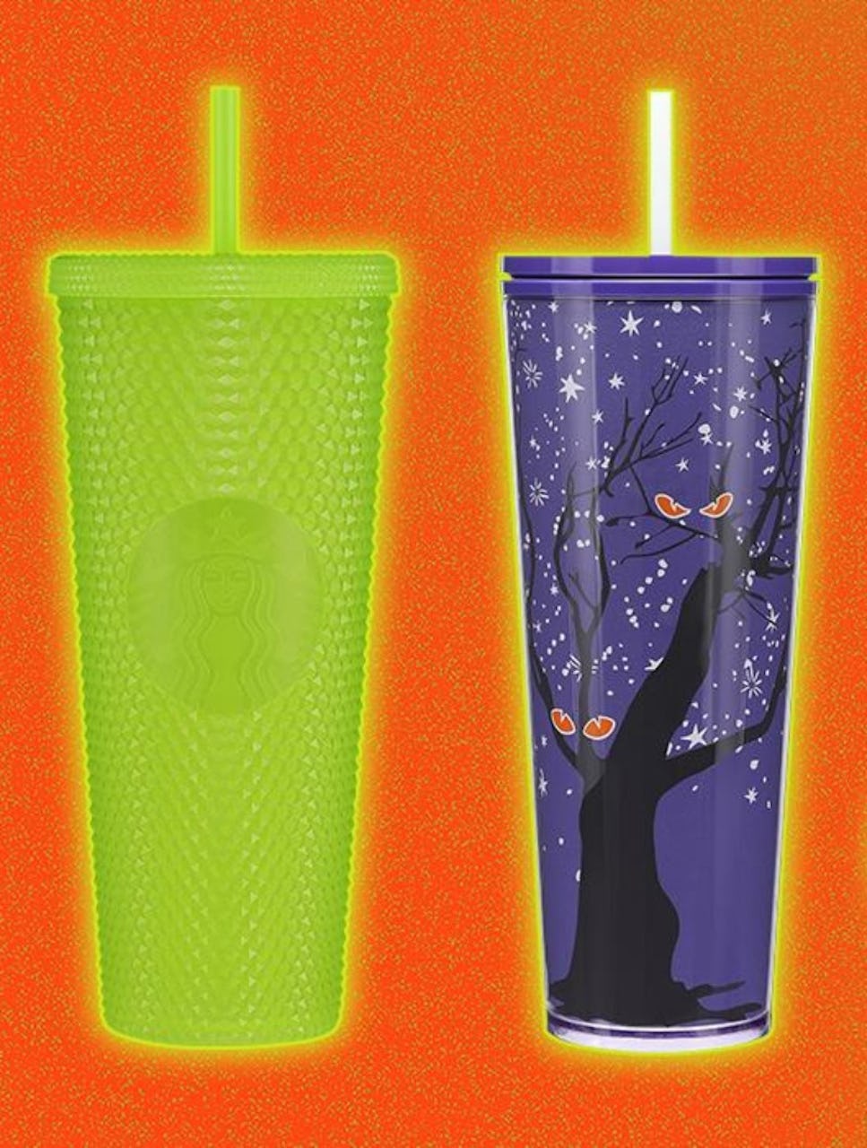 Starbucks Halloween 2022 Glow in the Dark Lids Reusable Cups Set of 6 New w  Box 