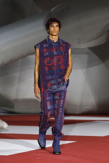A model on the runway at the Diesel Fashion Show during Milan Fashion Week Womenswear Spring/...
