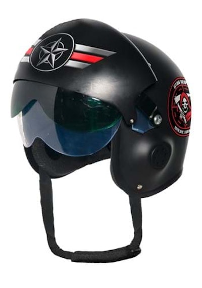 This Top Gun helmet includes the signature star medallion from the movie on its black visor.