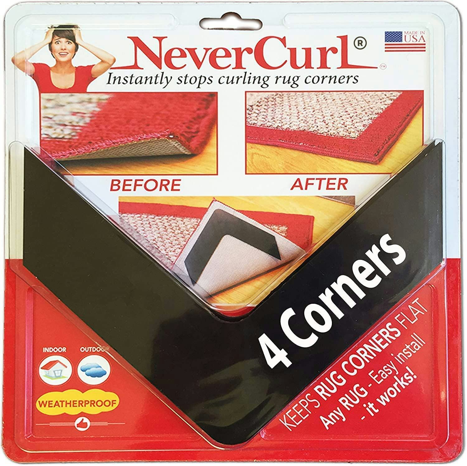 32 Pieces Rug Grippers Anti Slip Rug Non-slip Corner Carpet Gripper  Washable Rusable Rugs Tape Anti Slip Carpet Stickers For Area Rugs (black