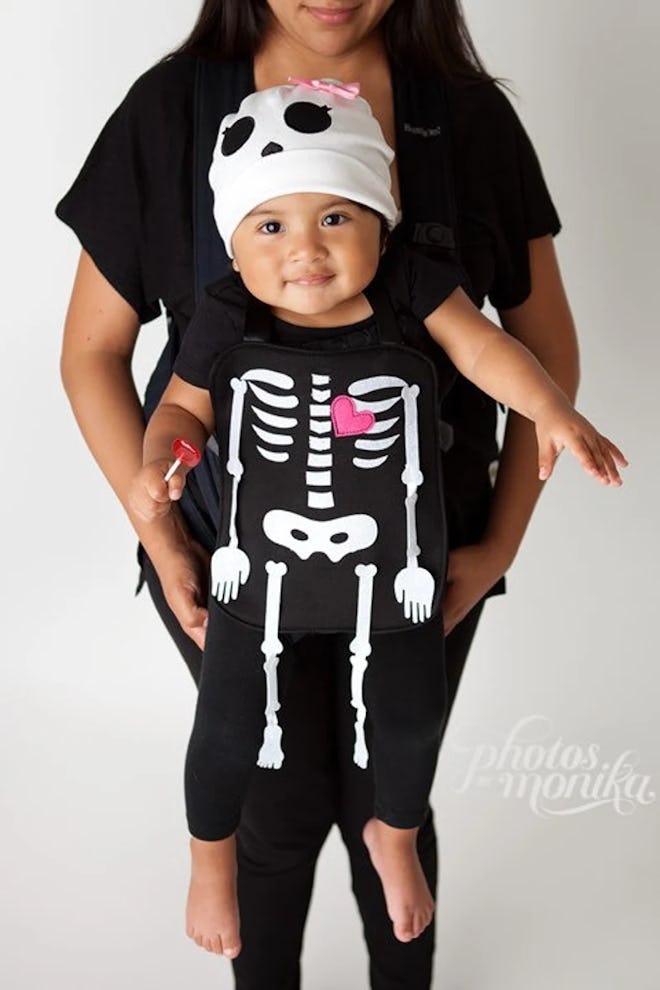 Rattles the Skeleton Girl Black Baby Carrier Costume