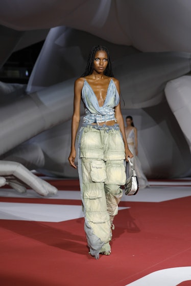 A model walks the runway at the Diesel fashion show during Milan Fashion Week Womenswear Spring/...