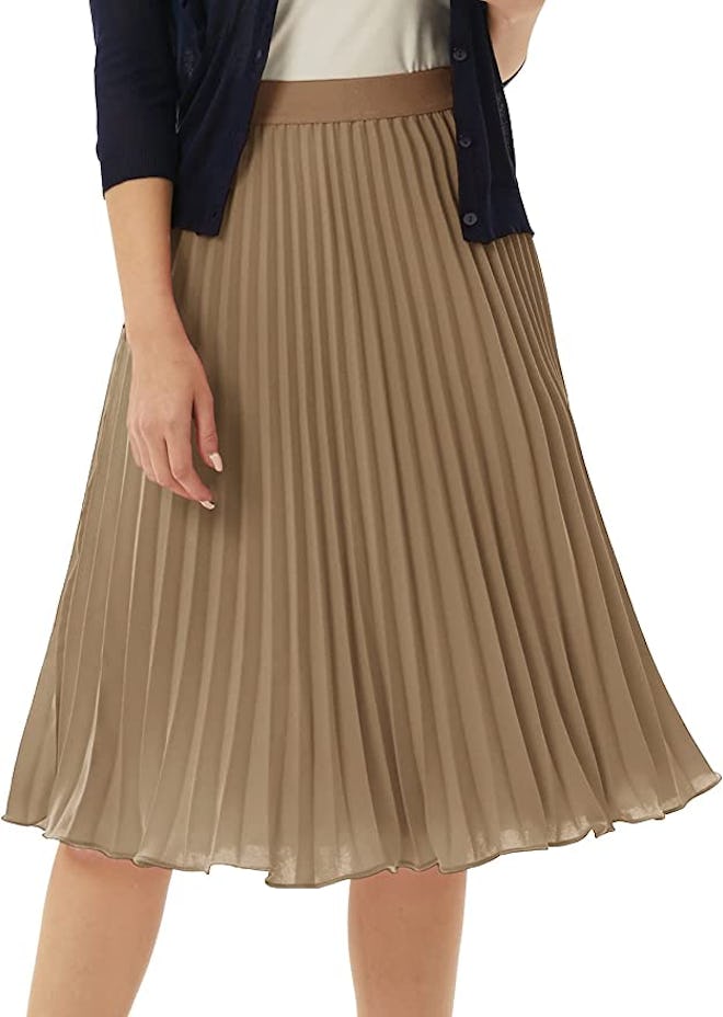Grace Karin High Elastic Waist Pleated Chiffon Skirt
