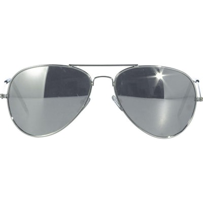 Shiny, silver Aviator sunglasses are the best accessory for a Top Gun costume.
