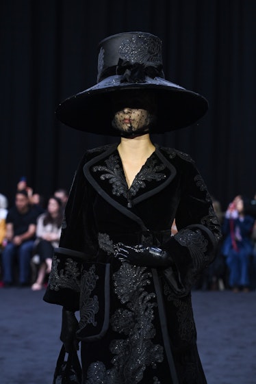 A model walks the runway during the Richard Quinn show during London Fashion Week September 2022 on ...