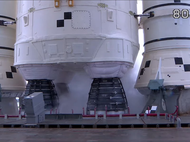 Close up of NASAs mega moon rocket.