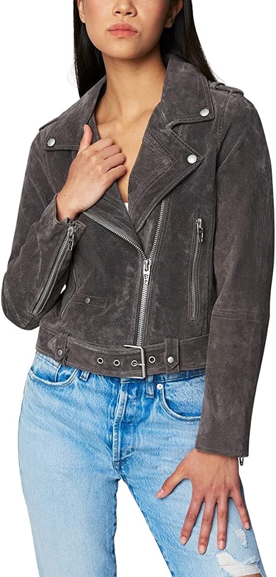 [BLANKNYC] Cropped Suede Motorcycle Jacket