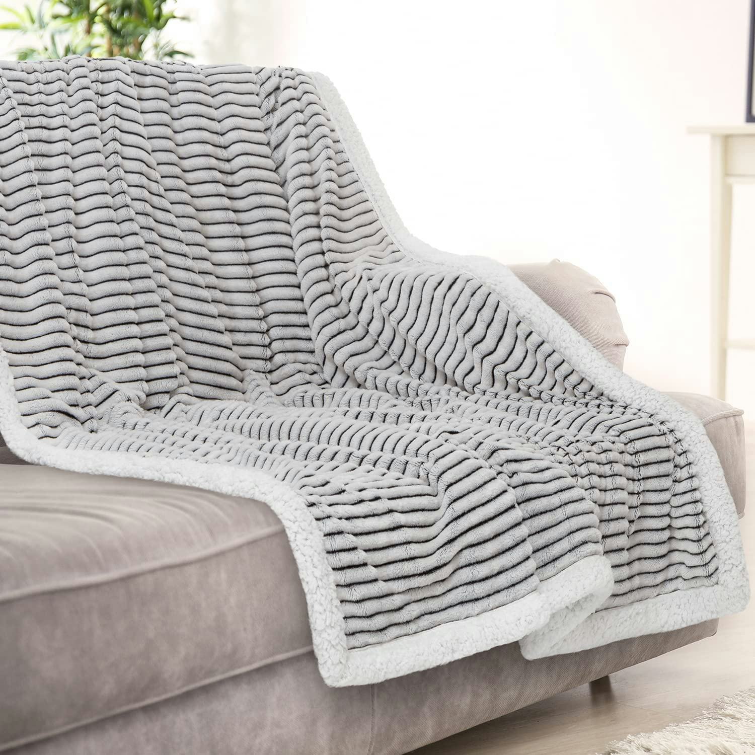 Green Orange Sherpa Blanket Fleece Throw