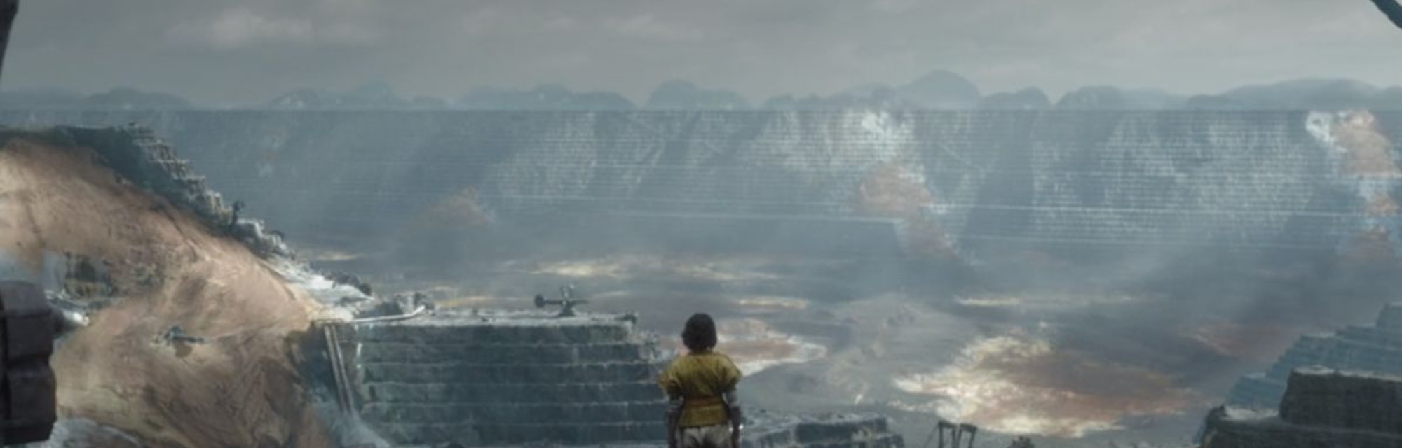 Screenshot of a desolate landscape from the tv show Andor.
