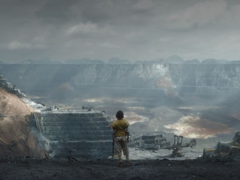 Screenshot of a desolate landscape from the tv show Andor.