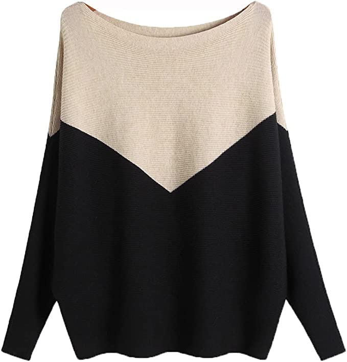 Ckikiou Oversized Boat Neck Sweater