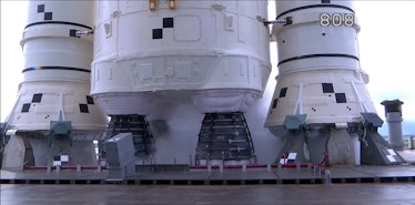 photo of the base of a rocket with engine nozzles