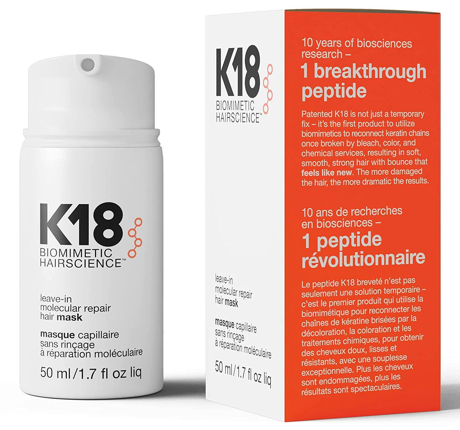 k18 leave in molecular repair hair mask is a leave in treatment similar to olaplex