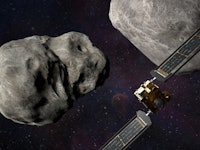 DART mission approaching its target asteroid system