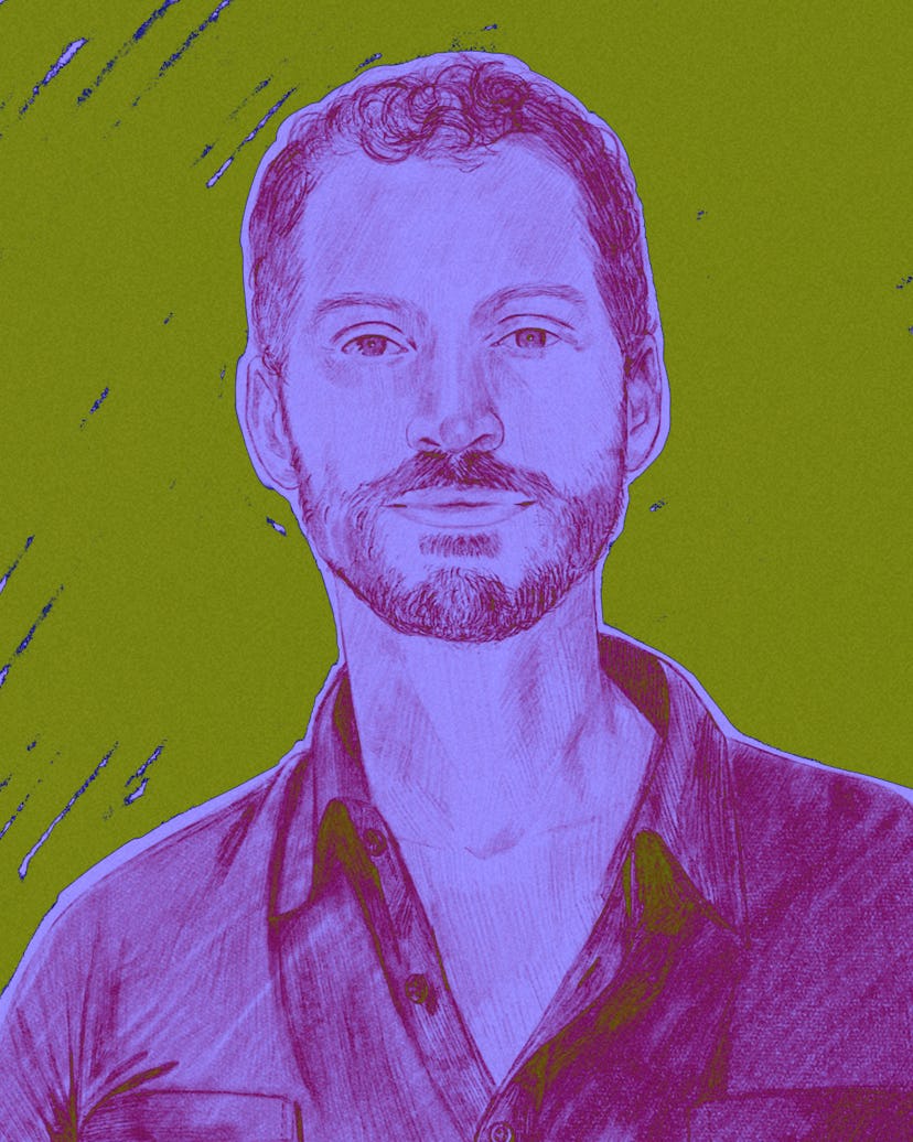 An illustration of Andrew Sean Greer