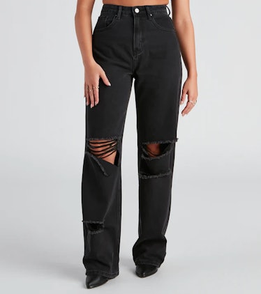 Fall 2022 jean trends include wide-leg jeans like Effortless Edge Wide-Leg Denim Jeans from Windsor