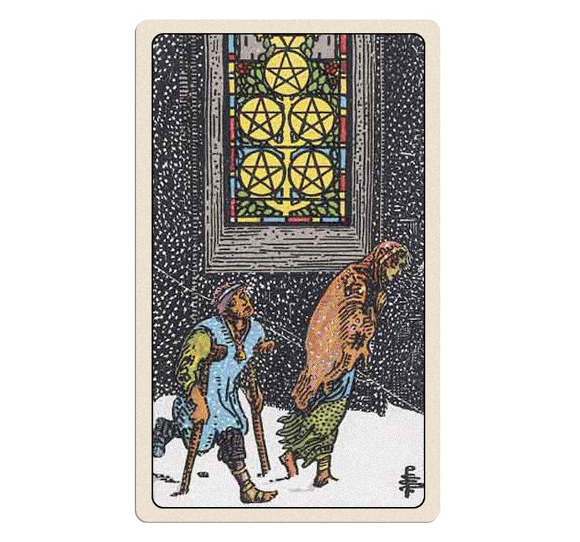 The five of pentacles in the rider waite tarot in this October 2022 tarot reading.
