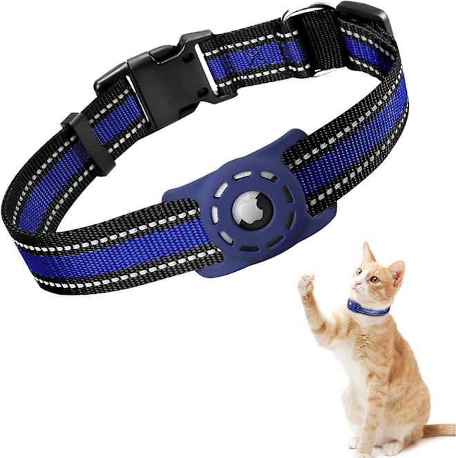 This cat collar is designed to hold and protect an Apple AirTag for convenient cat tracking.