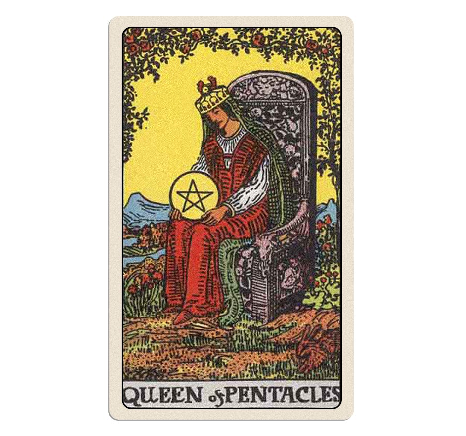 The queen of pentacles in the rider waite tarot in this October 2022 tarot reading.