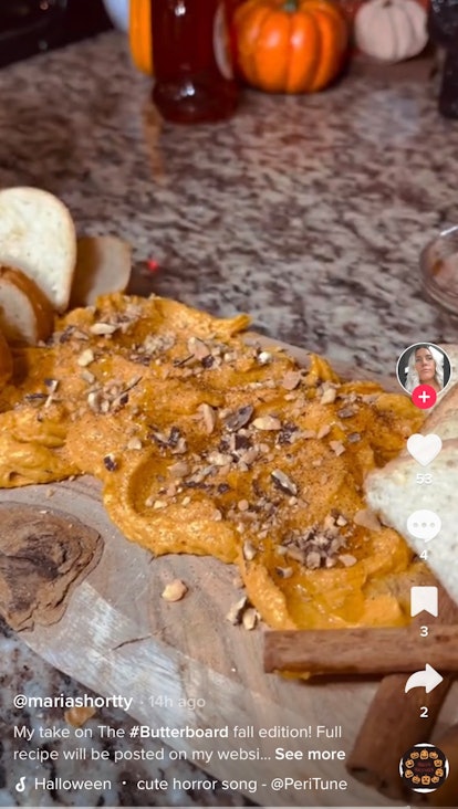 This pumpkin butter board is one of the butter board ideas for fall from TikTok. 