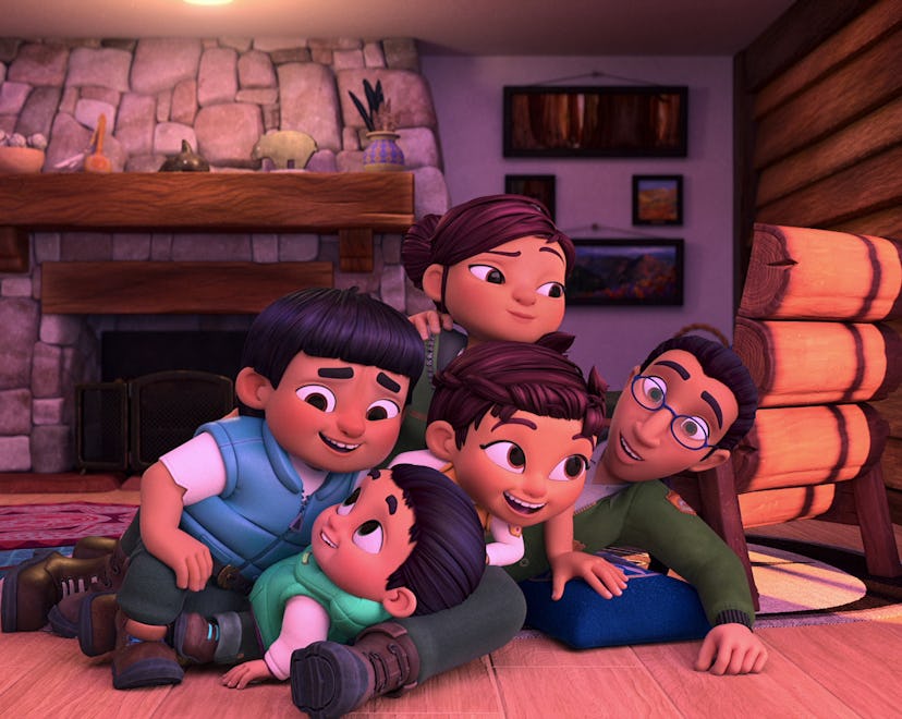 The Skycedar Family cuddle together in 'Spirit Rangers.'