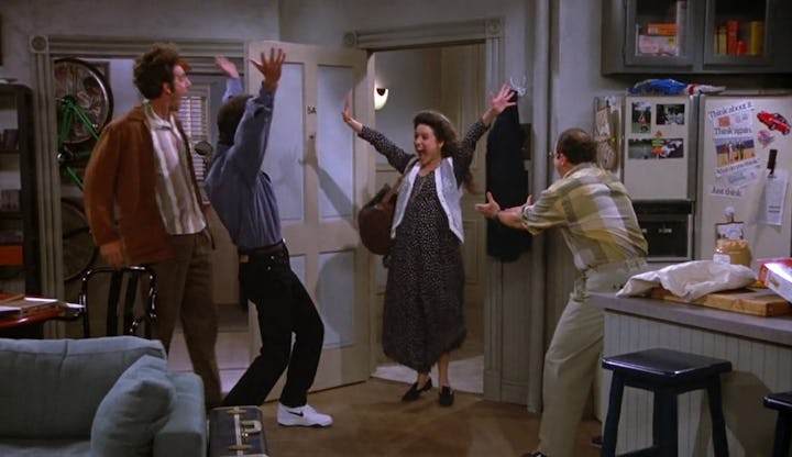 Elaine's entrance in the 'Seinfeld' episode "The Wallet."