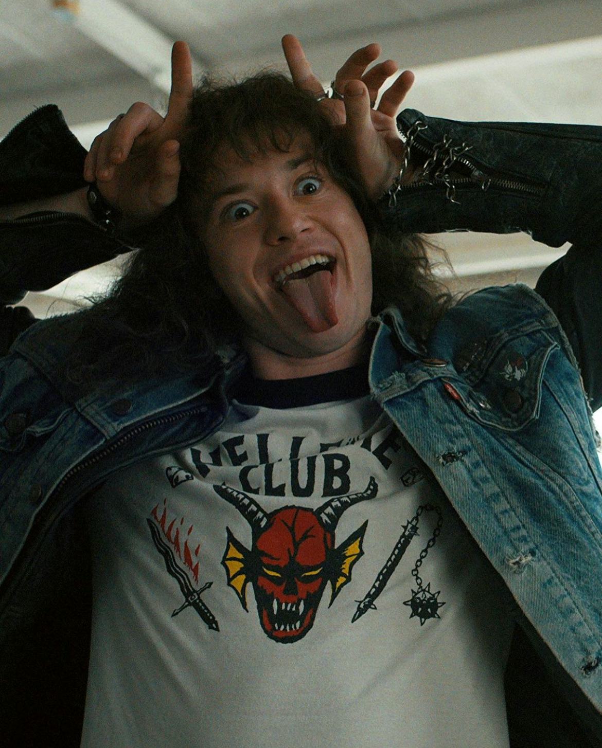 Wear an Eddie Munson Stranger Things costume for Halloween.