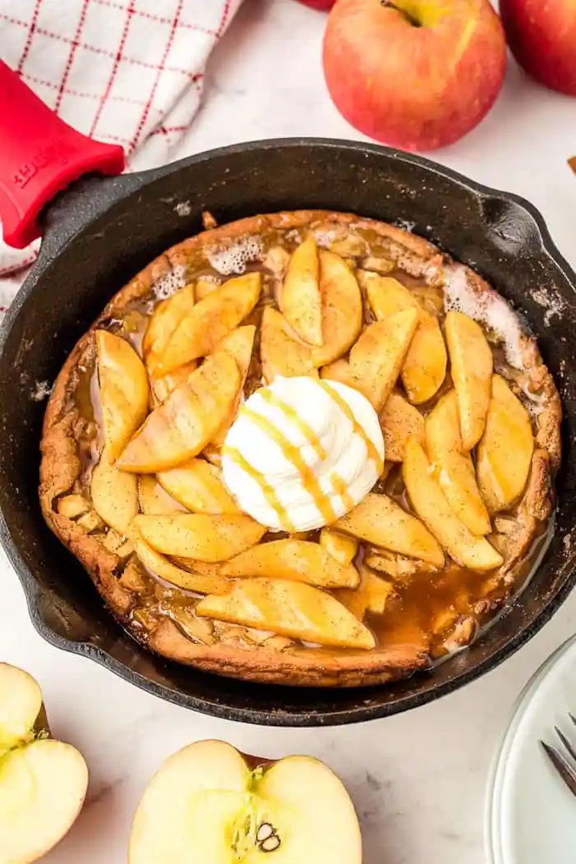 Apple caramel dutch baby pancake