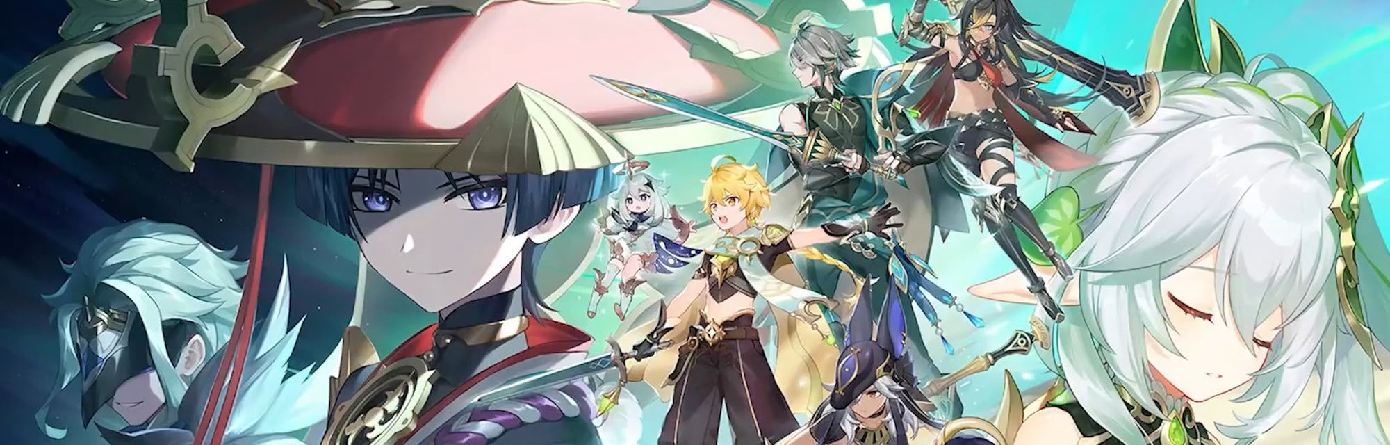 Genshin Impact 3.1 promo with Scaramouche, Nahida, and Traveller