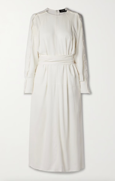 Proenza Schouler Belted Button-Detailed Crepe Midi Dress