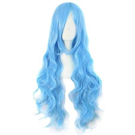 Amazon MapofBeauty 32" 80cm Long Hair Spiral Curly Cosplay Costume Wig (Azure Blue)